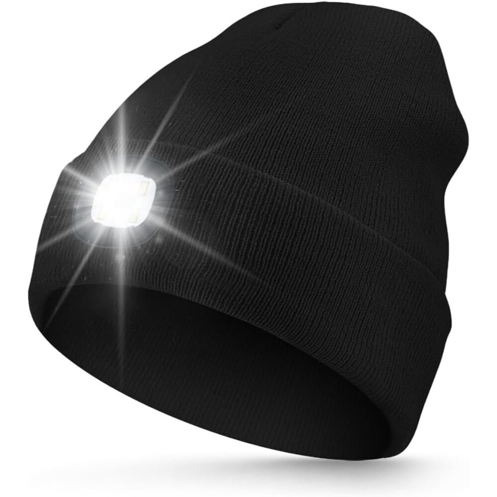 Unisex Beanie with Light, USB Rechargeable LED Headlamp Hat, Christmas Stocking